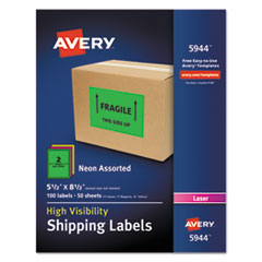 An assortment of packaging supplies and shipping labels