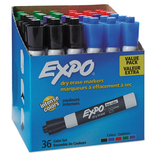 Low- Odor Dry- Erase Marker, Broad Chisel Tip, Assorted Colors