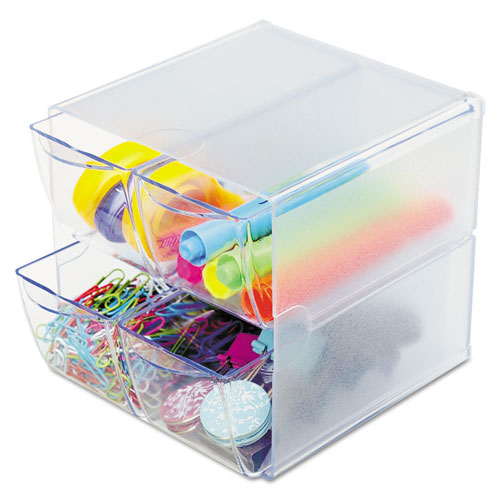 Stackable Cube Organizer, 4 Drawers, 6 x 7 1/ 8 x 6, Clear
