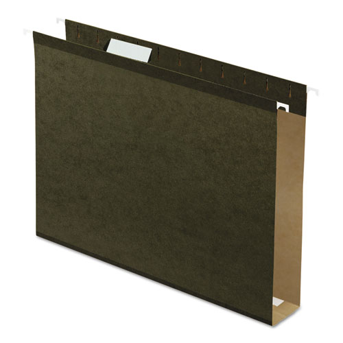 Extra Capacity Reinforced Hanging File Folders with Box Bottom, Letter Size, 1/ 5- Cut Tab, Standard Green, 25/ Box