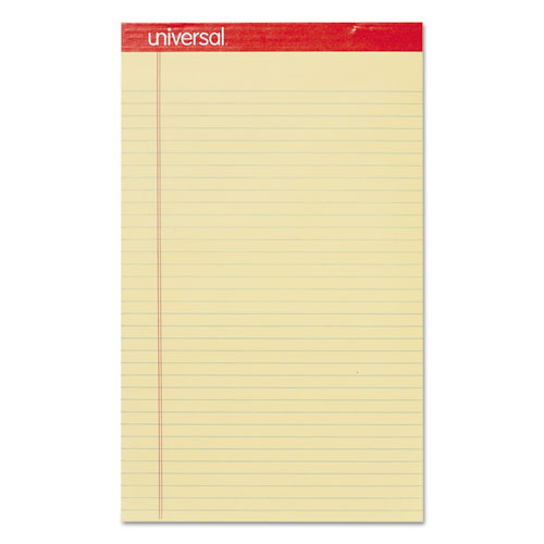 Perforated Ruled Writing Pads, Wide/ Legal Rule, 8.5 x 14, Canary, 50 Sheets, Dozen
