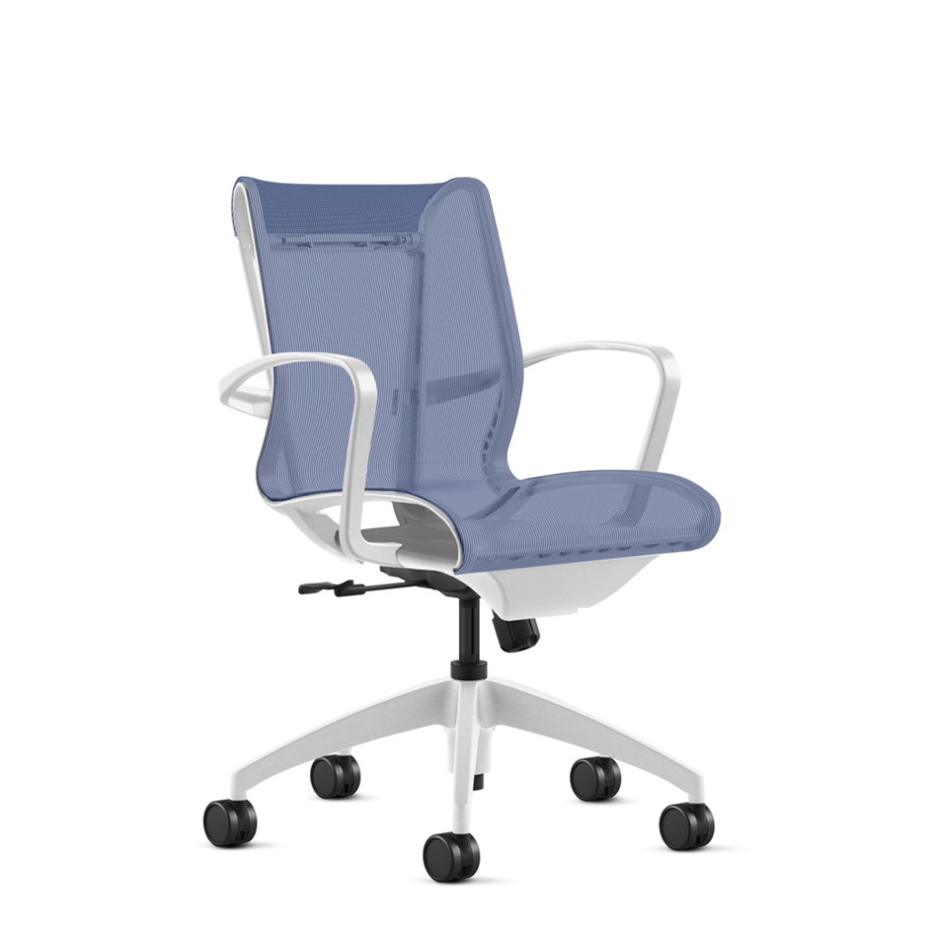 Grey and Light Blue Office Chair on Wheels
