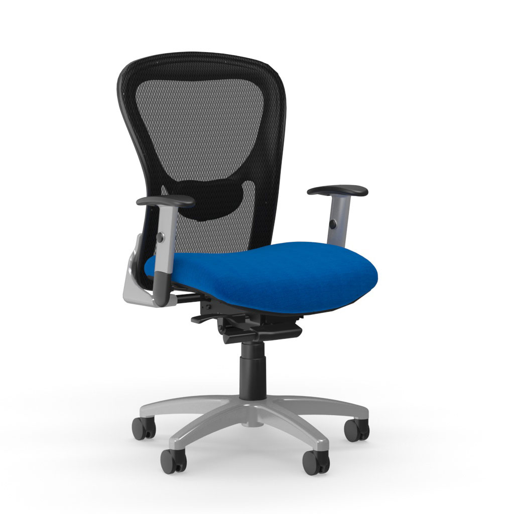 Grey, Blue and Black Ergonomic Office Chair With Lumbar Support